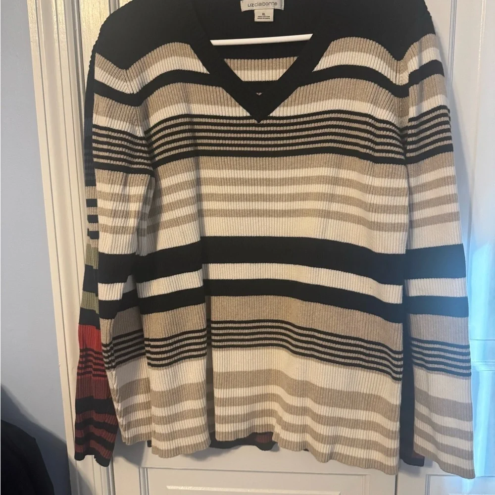 🧶 Liz Claiborne Women’s Striped Cotton Sweaters – Size XL (Lot of 2) - Picture 12 of 12